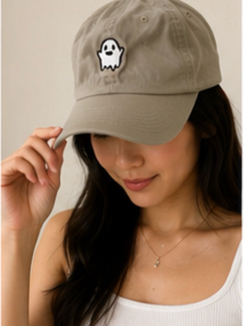 Ghost Patch Baseball Cap - Taupe